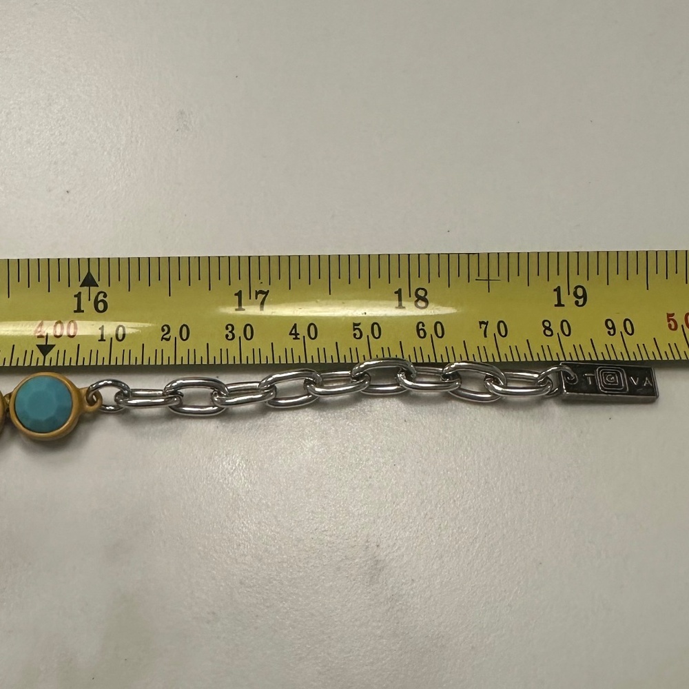 TOVA - Opaque Turquoise Crystal & Mustard Yellow Coated Enamel Necklace - Picture 14 of 15